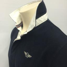 MENS EMBROIDERED 'FLYING A' RUGBY SHIRT, NAVY