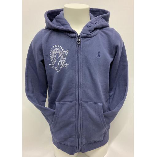 Joules save our oceans design full zip hoodie, blue