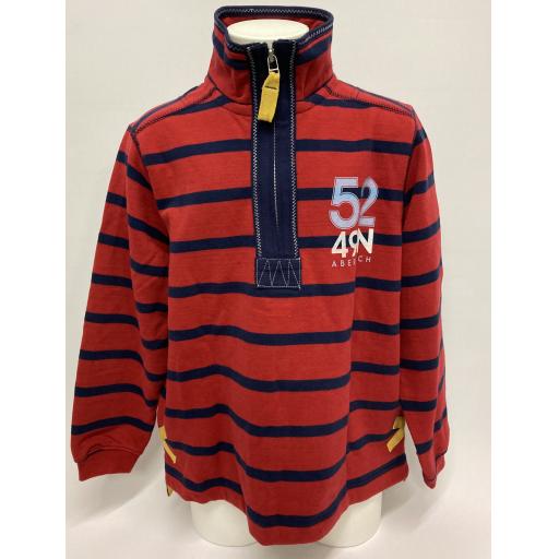 Kids Sail Design 1/4 Zip Sweatshirt, Red Stripe